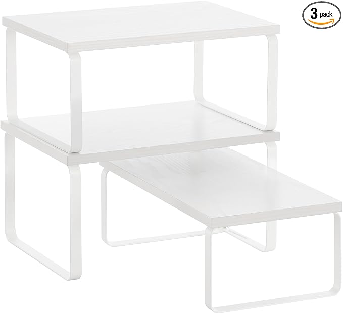 SONGMICS Cabinet Organizer Shelf, Set of 3 Spice Rack, Kitchen Storage | Kitchen Counter Shelves, Kitchen Storage, Spice Rack, Snow White and Matte White, BYSTRO Collection UKCS220WE01S by Unknown