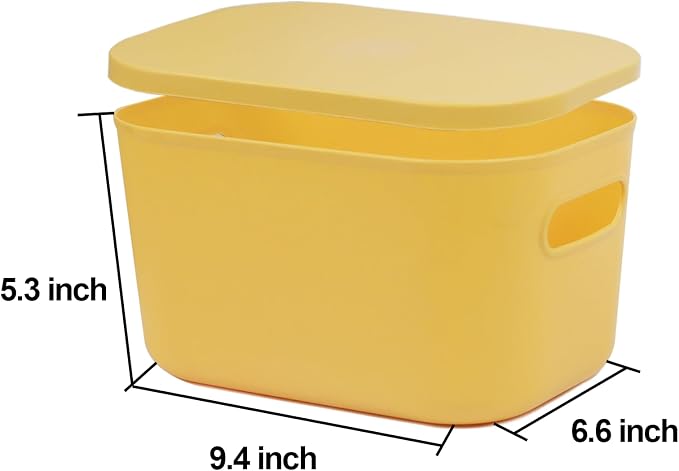 6Pcs Small Storage Bins with Lids, Stackable Plastic Organizer Bin Storage Containers for Organizing, Shelf Baskets for Pantry Cabinet Shelves Desktop Freezer Drawer Organization (6 Color, Small) - Image 3