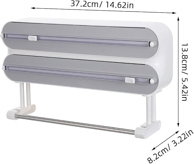 NUOBESTY 3-in-1 Magnetic Wrap Dispenser with Cutter, Wall Mount Kitchen Organizer for Plastic Wrap, Aluminum Foil Paper Towel Holder, No-Drill Fridge Storage Solution - Image 2