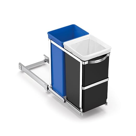 simplehuman 35 Liter / 9.3 Gallon Dual Compartment Under Counter Kitchen Cabinet Pull-Out Recycling Bin and Trash Can, Chrome by Unknown