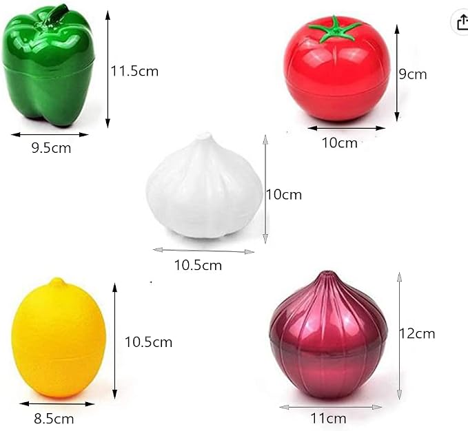 OUKEYI 5-Piece Set Fruit Container Refrigerator,Onion Storage, Vegetable Storage, Onion, Lemon, Green Pepper, Tomato, Garlic Storage Container, Refrigerator Preservation - Image 3