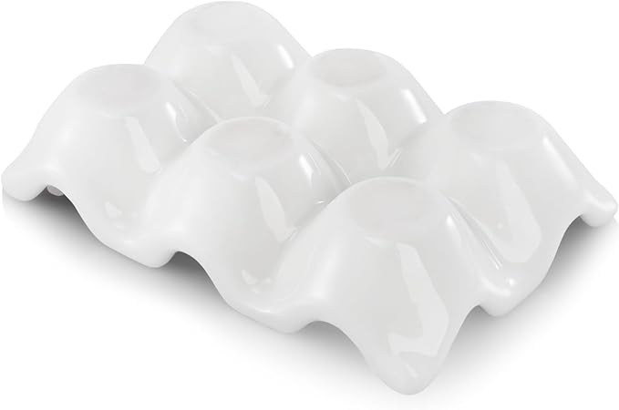 4 Pack 24 Cups Egg Tray Holders, Porcelain Egg Container for Countertop Fridge, Ceramic Eggs Keeper Storage Organizer, Tiny Egg Dispenser Serving Dish Serveware for Display, Kitchen, White - Image 5