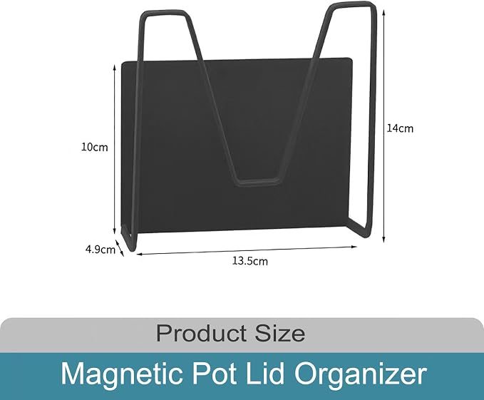 Magnetic Pot Lid Holder, 2 Pack Metal Pot Lid Rack for Refrigerator, Moveable Pot Lid Organizer Magnetic Shelf, Kitchen Organizers and Storage for Cutting Board, Baking Tray - Image 2