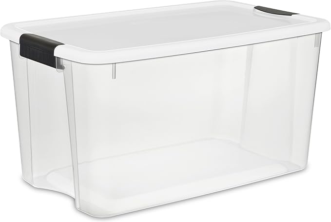 Sterilite 12-Pack Ultra Latching Box, Storage Bins with Lids, Clear Plastic, 70 Quart - Heavy-Duty Organizing Containers for Closet, Bathroom, and Office - Image 3