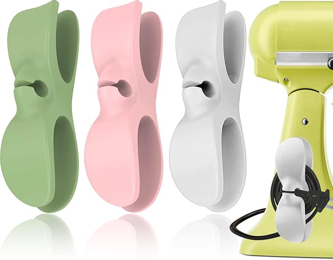 Cord Organizer Kitchen Appliances, Pastel Wrap for Stand Mixer | 3PCS Self Adhesive Stick On Silicone Cable Holder Keeper Winder Hook Clip, Electric Wire Hider, Compatible with KitchenAid by AFunCrafter