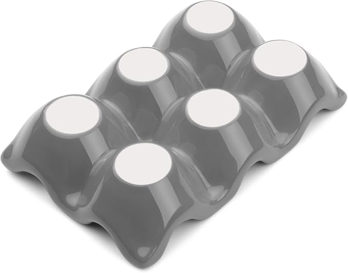 Flexzion Porcelain Egg Crate - 6-Egg Capacity Ceramic Egg Tray, Half Dozen Egg Holder for Fridge, Countertop Display - Gray Decorative Serving Dish and Storage Organizer, 2 Pack - Image 8