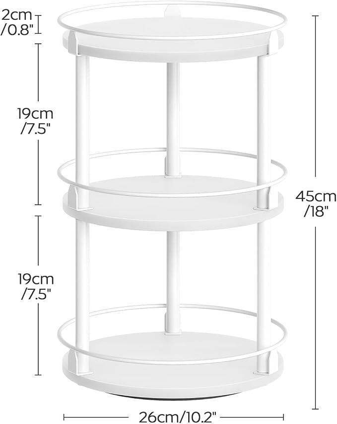 Lazy Susan Organizer, Rotating Spice Rack, 3 Tier Spice Turntable Organizer, Industrial Turntable Spice Holder, for Kitchen Countertop and Cabinet, Compact and Versatile, White SR23WW - Image 6