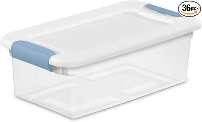 Sterilite Latching Box with Lids for Home and Office, 6 Quart, 36-Pack | Heavy-Duty and Stackable Plastic Containers with Latches for Closet, Cabinet, Bedroom, Bathroom and Dorm Room Organization by Sterilite