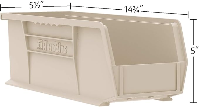 Akro-Mils 30234 AkroBins Plastic Storage Bins, 15"x5"x5", Stone, 12-Pack | Space-Saving Stackable Bins for Garage, Pantry, Craft Organization - Image 3