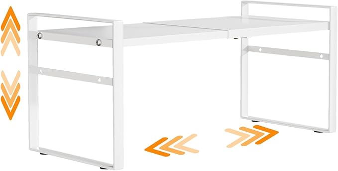 Expandable Cabinet Shelf Organizer Riser for Kitchen Under Sink Countertop | Expandable, metal , 0.8mm-thick shelves, suitable for cabinets, countertops, under-sink areas, and storage rooms by LJHFUQHUHU