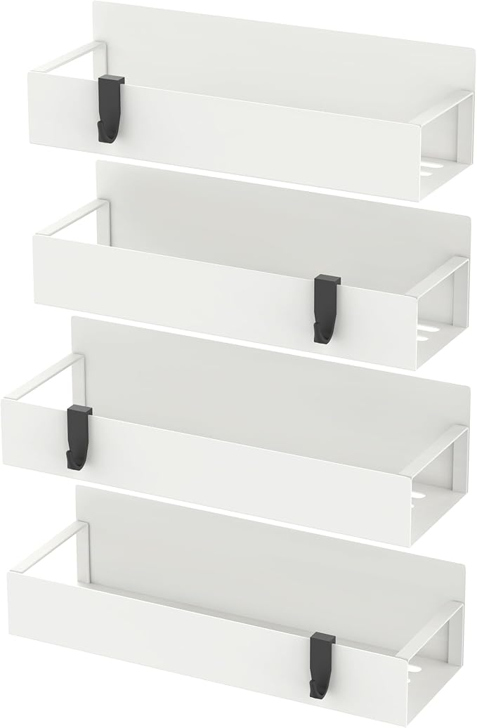 Metal Magnetic Spice Rack for Refrigerator Cream White, 4 Pack | Magnetic Shelves Heavy Duty for Fridge in Kitchen, Seasoning Storage Organizer, For Oven Washer and Dryer, For Heavier Items - Image 6
