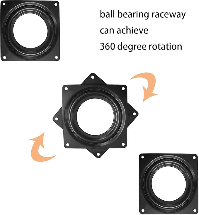 2 Pcs 4 Inch Susan Turntable Bearings, Square Rotating Lazy Susan Hardware, Swivel Plate for Revolving Shelves in Kitchen (Black) - Image 4