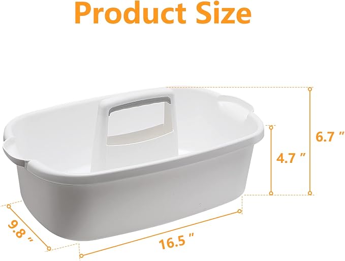 Goderewild Multi-Purpose Plastic Cleaning Caddy with Handle, Shower Caddy Organizer/Storage Basket/Totes Portable for Bathroom Supplies, Cleaning Products, Under Sink Tool, Housekeepers (White) - Image 2