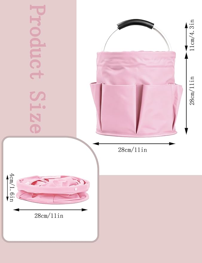 Cleaning Caddy with Handle, for Cleaning Supplies Organizer Bucket | Foldable Storage Tote with 6 Pockets,17L Large Capacity Basket for Household Organizer,Laundry Room,Bathroom & Home - Image 2