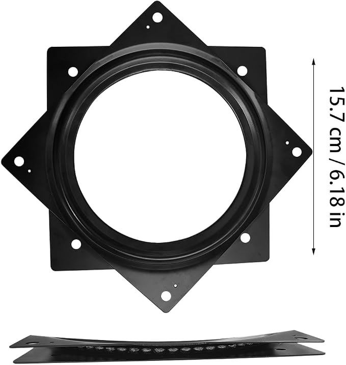 1 Pcs 6 Inch Square Lazy Susan Swivel Plate - Turntable Hardware (Black) - Image 3