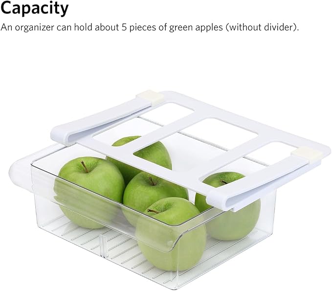 Glad Pull Out Fridge Drawer Organizer - Clip-On Under Shelf Refrigerator & Pantry Storage Bin with 2 Compartments for Fruit, Vegetables, and Deli Meat Drawer - BPA Free Clear Plastic - Image 4