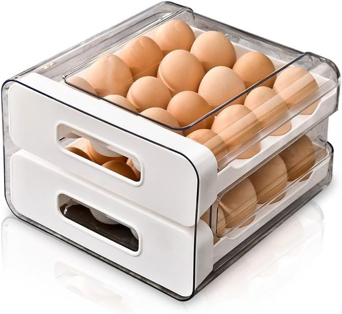 Koja 32-Egg Stackable Fridge Organizer - 2-Drawer BPA-Free Storage Container by Koja