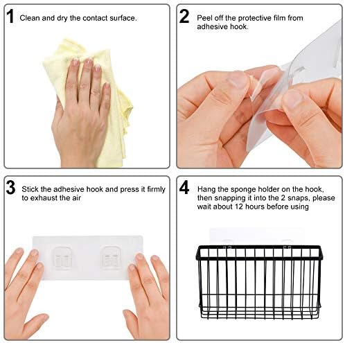 Toplife Wall Door Adhesive Kitchen Wrap Organizer Rack, No Drilling, Black - Image 3