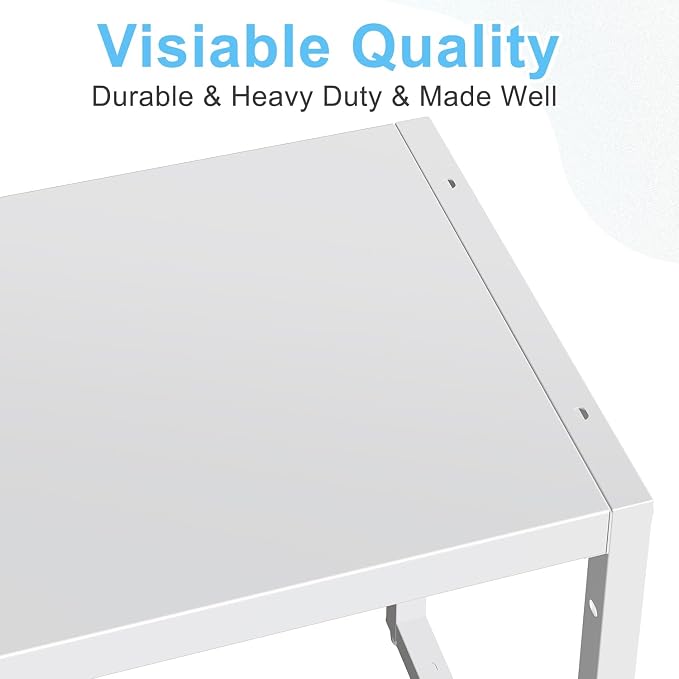 Expandable Kitchen Storage Shelves,110LBS Heavy Duty Metal Shelving Units and Storage For Small Appliance, Adjustable Stackble Storage Shelf Organizer For Kitchen Cabinet Pantry Warehouse Garage,White - Image 8