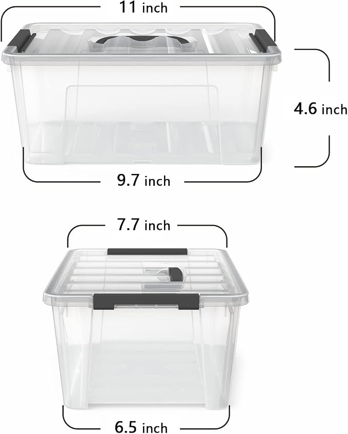 WYT Clear Storage Latch Bins, 6-Pack Storage Organizer Box with Handle and Lids, 5-Litre - Image 2
