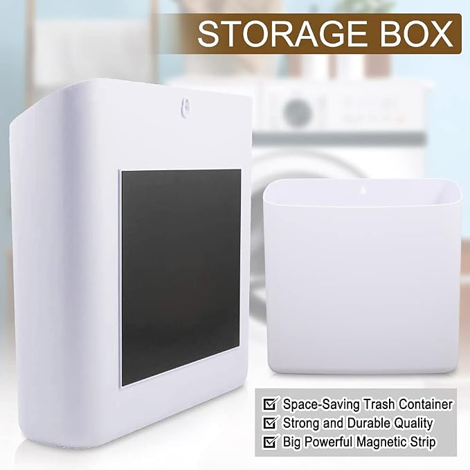 Picowe Magnetic Laundry Storage, Large Lint Holder Bin, Space-Saving Trash Container Hanging on Dryer, Washer or Wall Mount (Gray White) - Image 7