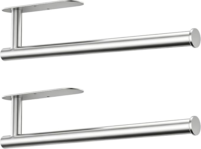 2-Pack Paper Towel Holder for Kitchen, Self-Adhesive & Drilling Mount | Under Cabinet Organizer, SUS 304 Stainless Steel Wall Mounted Rack, Bathroom, RV by Unknown