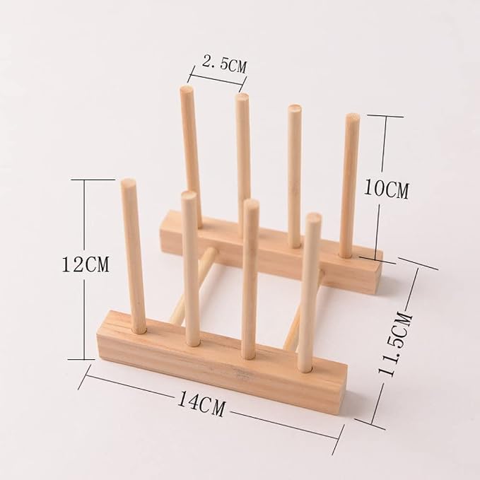 Bamboo Wooden Dish Rack Drying for Kitchen Dish/Plate/Bowl/Cup/Pot Lid/Book | 2PCS Rack Cutting Board/Pot Lid Organizer Drying Rack Stand Drainer Holder for Living Room, Study, Display Cabinet,Keep Dry - Image 6