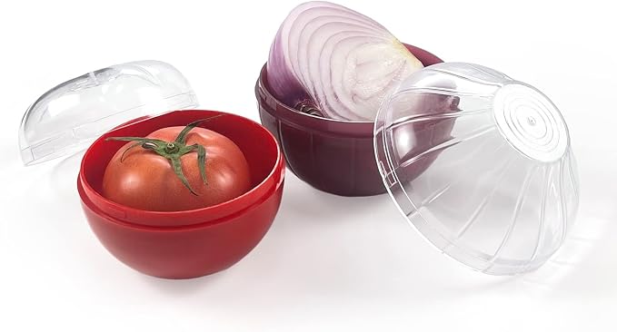 Fruit and Vegetable Shaped Savers Storage Containers for Fridge Vegetable | Magicaleast Onion Tomato Lemon Green Pepper and Garlic Containers - Image 4