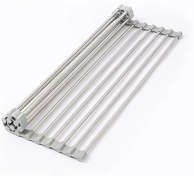 Roll up Dish Drying Rack, 17.7"x15" | 304 Stainless Steel , Foldable, Heat resistant up to 450°F, Save Space, Dishwasher OK by HGLuKGO