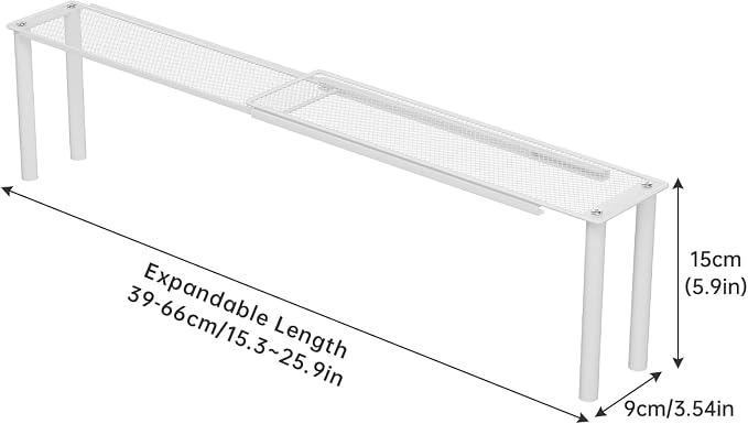 Expandable Kitchen Sink Organizer Window Shelf for Plants Stackable Narrow Shelves Kitchen Countertop Holder Mesh Design (1, White (Depth 3.54")) - Image 2