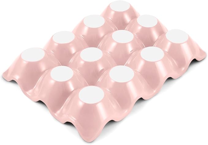 Flexzion Ceramic 12 Cups Egg Tray - Whole Dozen Porcelain Egg Holder Container Keeper Storage Organizer Decorative Serving Stand Serveware for Refrigerator Fridge Countertop Display Kitchen (Pink) - Image 8