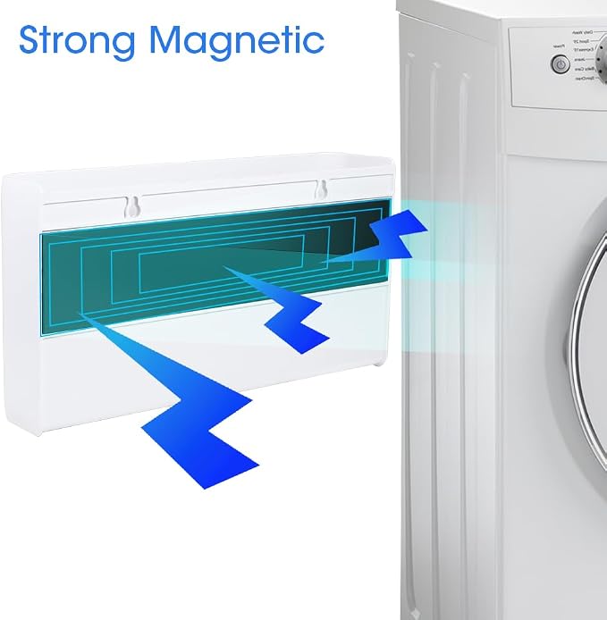 Picowe 3 PCS Magnetic Laundry Storage, Magnetic Storage Box for Laundry Room, Kitchen, Bathroom, Office, Space-Saving Trash Container Hanging on Dryer, Washer or Wall Mount Trash Bin (White) - Image 3