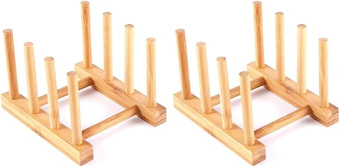 YWSHF Bamboo Wooden Dish Rack Drying for Kitchen Dish/Plate/Bowl/Cup/Pot Lid/Book (Pack of 2) by YWSHF