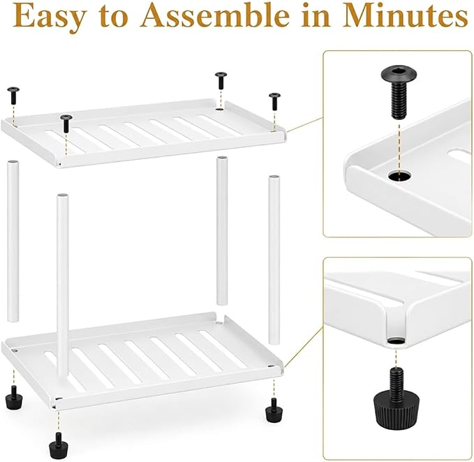 2 Tier Bathroom Counter Organizer, Rectangular Vanity Organizer Shelf, Skincare and Makeup Countertop Storage Rack for Kitchen, Bathroom, Bedroom,White - Image 5