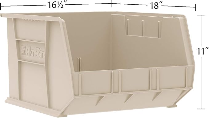 Akro-Mils 30270 AkroBins Plastic Storage Bins, 18"x16"x11", Blue, 3-Pack | Space-Saving Stackable Bins for Garage, Pantry, Craft Organization - Image 2