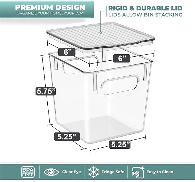 Sorbus Small Clear Plastic Storage Bins With Lids - Stackable Organizer For Toys, Clothes, Medicine, Makeup, Closet, Art Supplies, Bathroom, Shoes (2 Pack) - Image 2