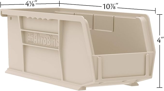 Akro-Mils 30224 AkroBins Plastic Storage Bins, 11"x 4"x 4", Stone, 12-Pack | Space-Saving Stackable Bins for Garage, Pantry, Craft Organization - Image 3