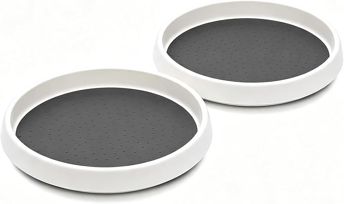 Lazy Susan Turntable Organizer 2 Pack - 10" Rotating Spice Rack Trays | Features a smooth 360-degree rotating design for effortless access to items in deep cabinets, pantries, and fridges. by P%C2%A0PRETIRENO