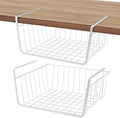 Under Shelf Basket 2 Pack Pantry Shelf Organizer White Metal Cabinet Shelf | Creates Instant Storage Under Existing Shelves Heavy Duty Metal Holds 22 lbs No Installation Pantry Cabinet Closet Organizer by ELEATTRUN