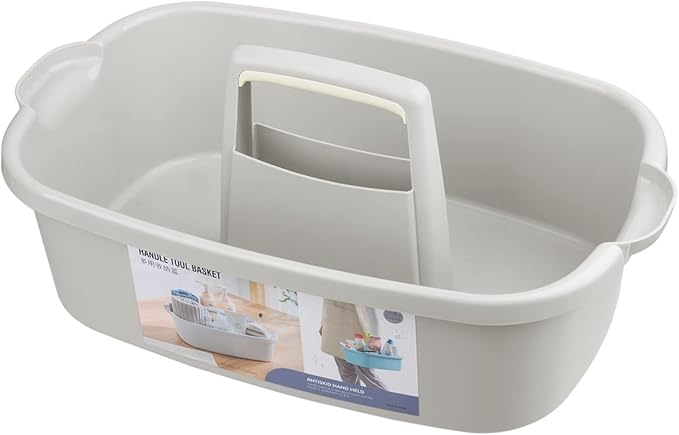 Large Cleaning Supplies Caddy Portable Shower Caddy Basket Light Gray 2Pk | Sturdy Supply Organizer with Handle Plastic Bucket Tool Storage for Bathroom Bedroom Kitchen Garden College Dorm Essentials - Image 4