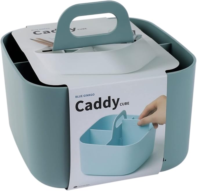 BLUE GINKGO Stackable Organizer Caddy, Square, Green, Made in Korea | Portable. Adjustable. Home, Office & School Storage. by BLUEGINKGO