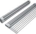 Bigdata&BetterLife Roll Up Dish Drying Rack Simple Large Space Saving Dish Drying Mat with Rack for Kitchen Foldable Silicone Coated Stainless Steel Heavy Duty Dry Rack (Gray, 20.5" x 13.1") by CASASUNCO