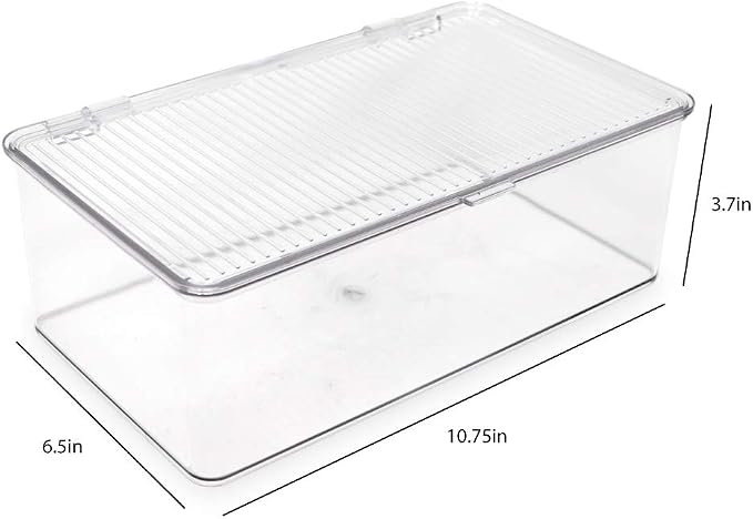 Isaac Jacobs Medium Stackable Organizer Bin (10.75”x6.5”x3.7”) | With Hinged Lid, Clear Storage Box Home Office School Fridge Bathroom Kitchen Pantry Container BPAFree Food Safe - Image 3