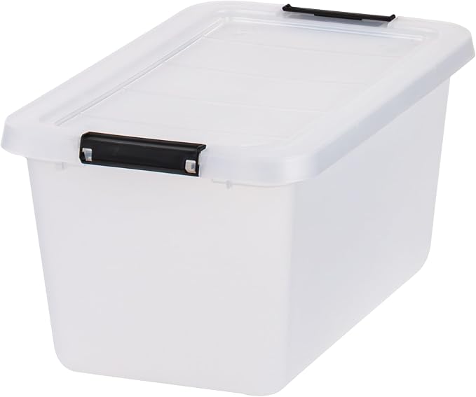 IRIS USA 6-Pack 13.5 Quart Clip Box with Latching Lid | Latching lid secures office and household supplies. Stackable, nestable design maximizes storage space - Image 8