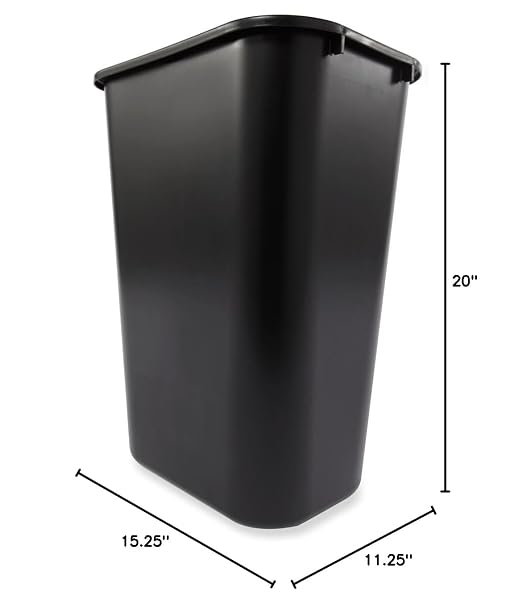 Rubbermaid Commercial Products Deskside Wastebasket/Trash Can, 10.25-Gallon/41-Quart, Black, Plastic, Garbage Can for Home/Office, Fits Under Desk/Sink/Cabinet, Pack of 4 - Image 6