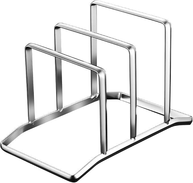 Pot Lid Holder and Cutting Board Organizer, Stainless Steel Kitchen Storage Rack for Lids and Boards, Space-Saving Cooling Rack Organizer for Countertop and Cabinet, Chopping by BOMANSIBOMS