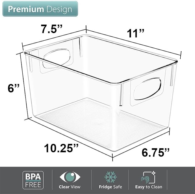 Sorbus 2 Pack Large Clear Plastic Storage Bins, Clear Organizer Bins with Handle for Kitchen, Pantry, Cabinet, Refrigerator, Craft, Toys, Clothes, Closet, Under Sink, Bathroom Organizers and Storage - Image 3