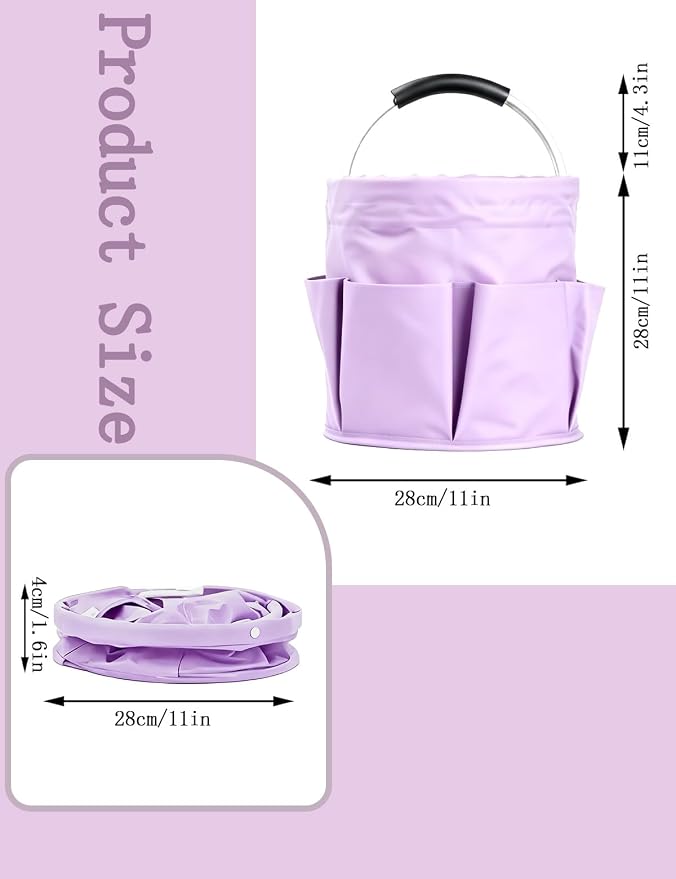 Cleaning Caddy with Handle, for Cleaning Supplies Organizer Bucket | Foldable Storage Tote with 6 Pockets,17L Large Capacity Basket for Household Organizer,Laundry Room,Bathroom & Home - Image 2