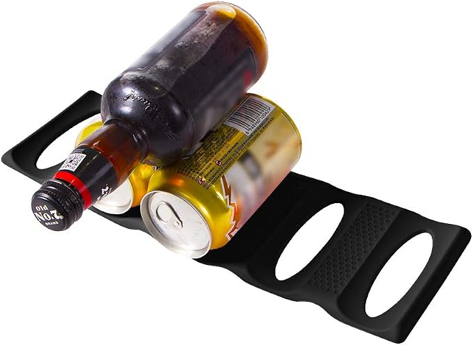 Webake Fridge Organizer Can Organizer for Pantry Organization and Storage, 2 Pack Silicone Beer Bottle Rack for Kitchen Refrigerator Cabinet Countertop, Stackable Soda Can Holder Space Saver (Black) - Image 3