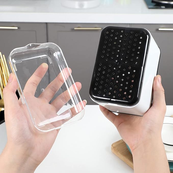 KeFanta Sink Caddy for Countertop, Sponge Holder for Kitchen Sink, Dish Sponge and Brush Holder, Plastic Dish Scrubber Organizer with Drain Pan, Black - Image 5